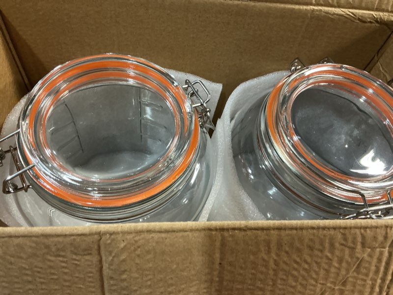 Condition photo showing Good Condition for kitchentoolz large glass mason jars with airtight lids - half gallon food storage & canning jars with measurement markings - kitchen pantry containers for flour, sugar & dry goods - 64 oz (4pk) pack of 4