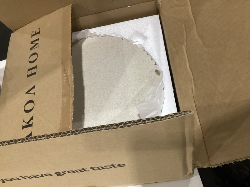 Condition photo showing Good Condition for oakoa decorative tray for decor - coffee table tray for living room - round tray for home decor - coffee table decor centerpiece - modern minimalist centerpiece beige resin