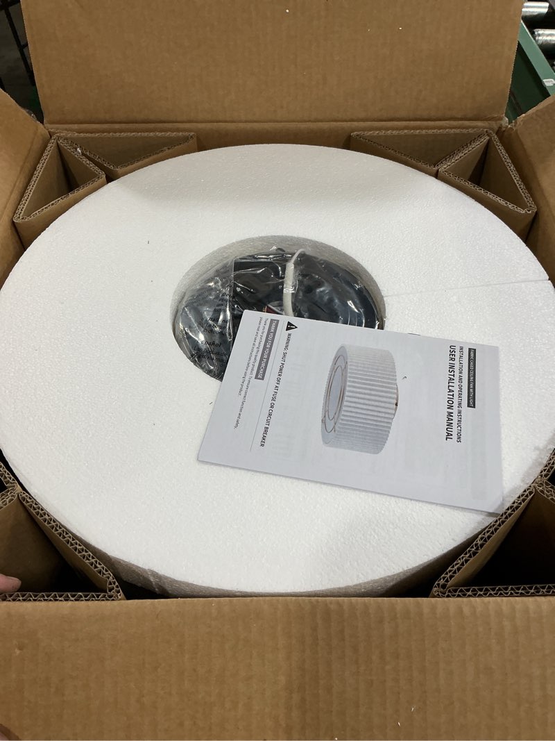 Condition photo showing New/Like New for 20" caged low profile ceiling fan with light, flush mount boho ceiling fan with light remote control, bladeless 6 speeds for bedroom, nursery, living room grey