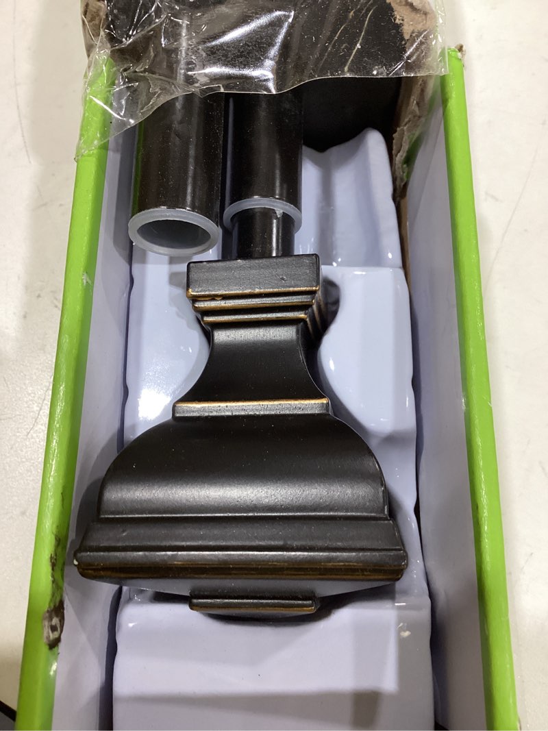 Condition photo showing As Is for bronze curtain rods for windows 72 to 144 inch(6-12ft), heavy duty long 1 inch curtain rod 32 to 144 inches, decorative single drapery rods, square end bronze 72-144\"