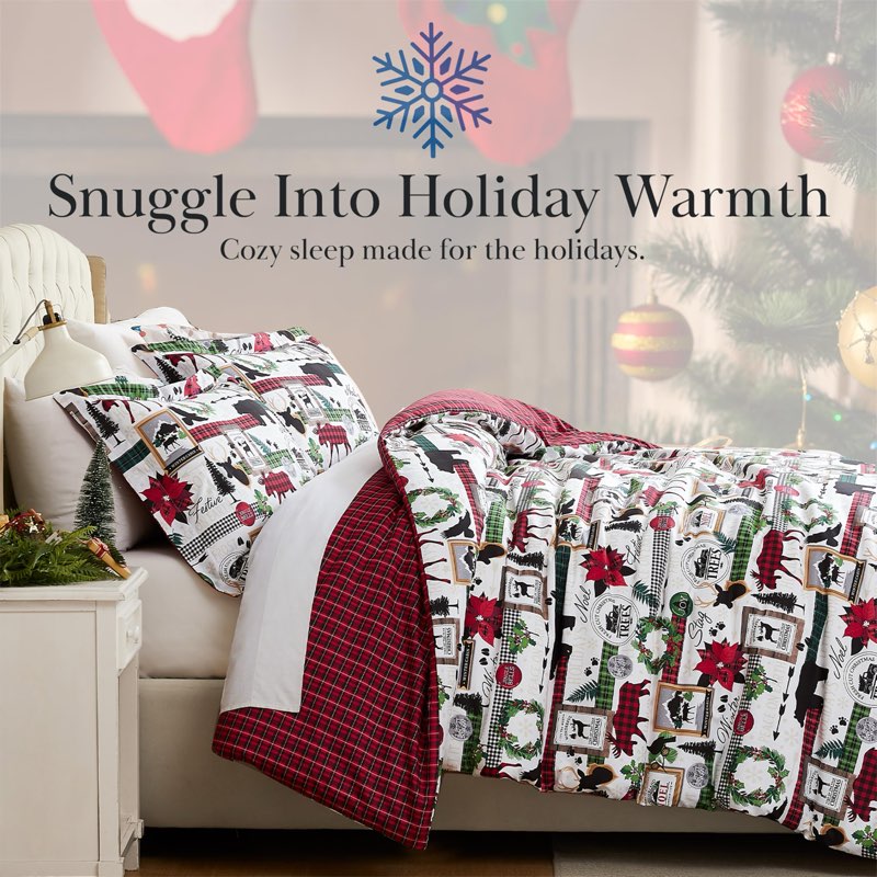 Southshore Fine Living, Inc. Christmas Comforter Set Queen Size/Full Size with 2 Pillow Shams, Rever