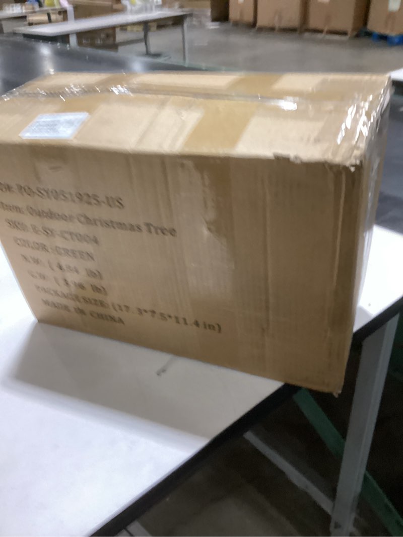 ENVEN Outdoor Christmas Tree Frosted Urn Filler 2 Set, Pre-lit Artificial Xmas Tree with Cones & Red