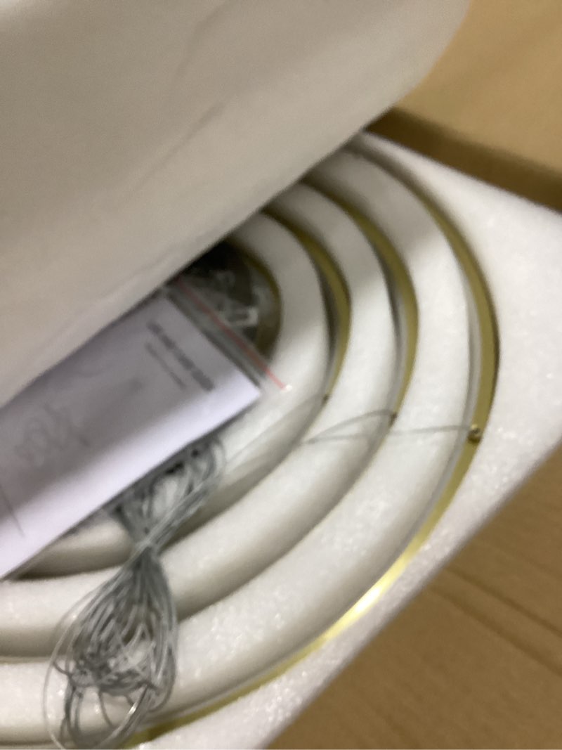 Condition photo showing New/Like New for modern led chandelier high ceiling 5 ring gold chandeliers foyer dimmable ceiling pendant light fixture contemporary flush mount chandelier for staircase living room, 3000k-6500k gold inward light 5 ring : biggest ring 23.6"