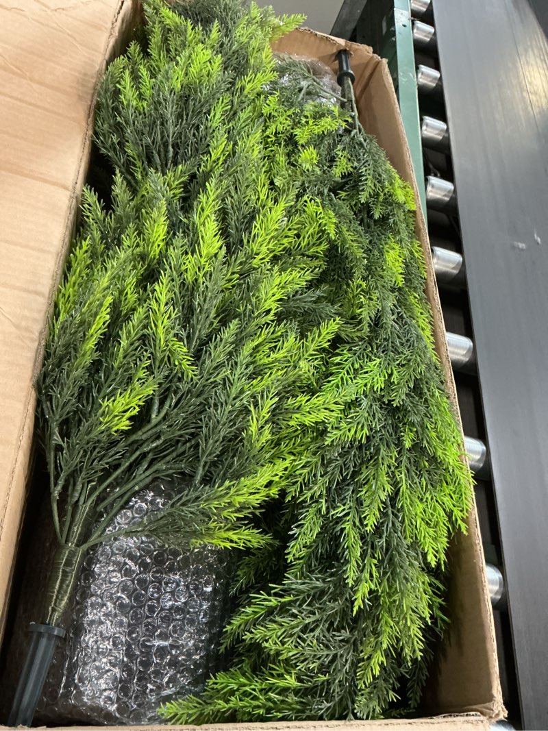 Condition photo showing Good Condition for HMASYO 4FT Artificial Cedar Topiary Trees Set of 2, Realistic Potted Fake Cypress Tree Faux Pine Shrubs Plants with UV Resistant for Indoor Outdoor Home Porch Front Door Garden Offices Decorations 4ft Bright Green 2