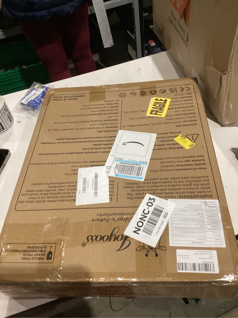 Condition photo showing As Is for Joyooss Art Easel for Kids with Double-Sided Magnetic, Wooden Standing Kids Easel with Dry Erase Whiteboard & Chalkboard, Height Adjustable Children Easel with Paper Roll, Bonus Toddler Art Supplies Nature