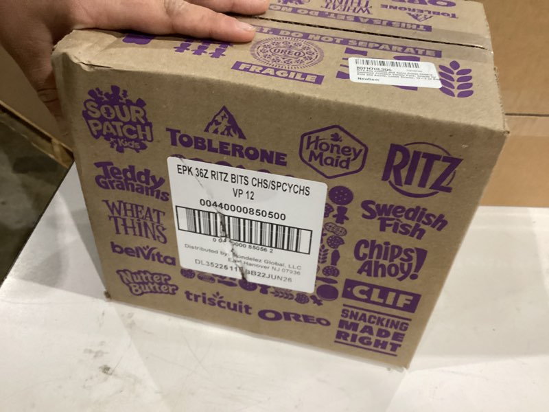 Condition photo showing New/Like New for RITZ Bits Cheese and Spicy Queso Cheese Sandwich Crackers Variety Pack, Snacks for Kids and Adults, Lunch Snacks, 12-3 oz Bags
