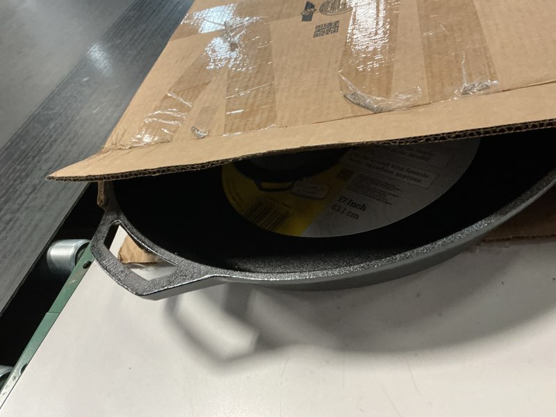 Condition photo showing Good Condition for Lodge 17 Inch Pre-Seasoned Cast Iron Skillet - Dual Assist Handles - Use in the Oven, on the Stove, on the Grill, or Over a Campfire - 