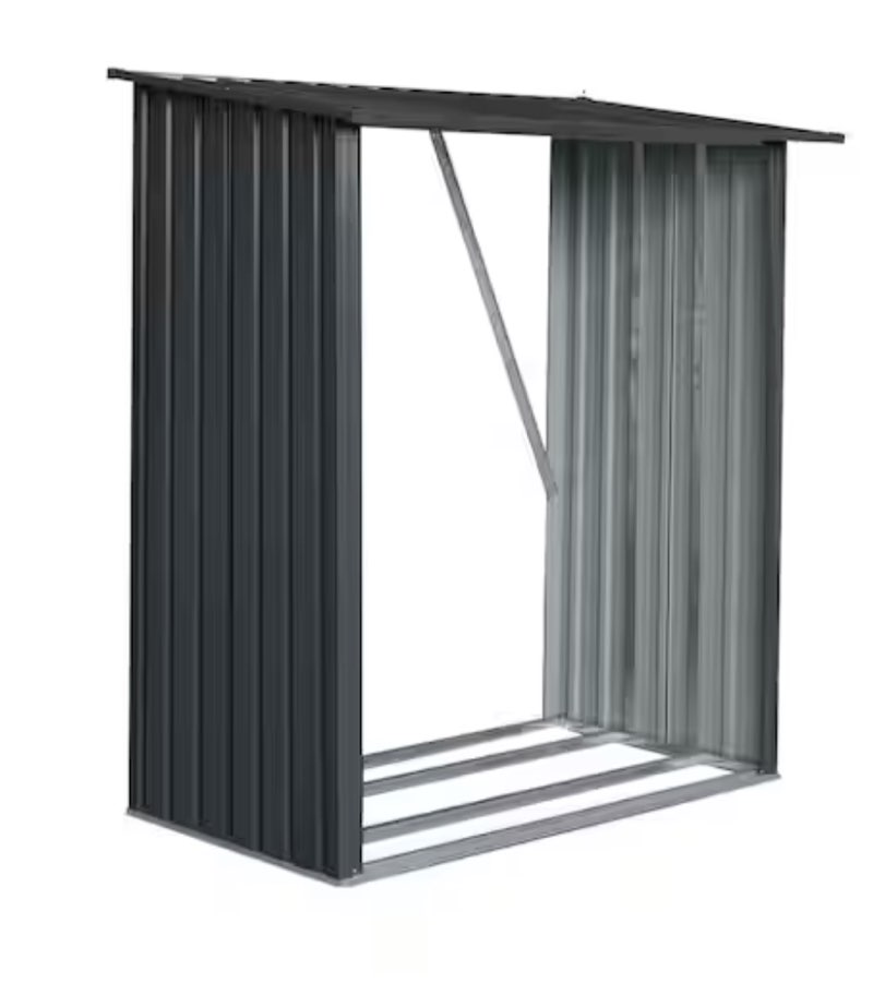 Outdoor Metal 4.92 ft. W x 2.46 ft. D Firewood Rack Shed with Durability and Efficient Design (12.1 sq. ft. )