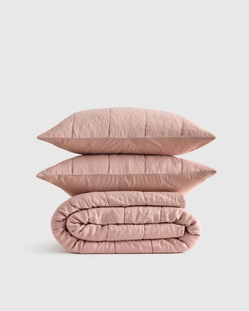 lightweight european linen box quilt set twin 