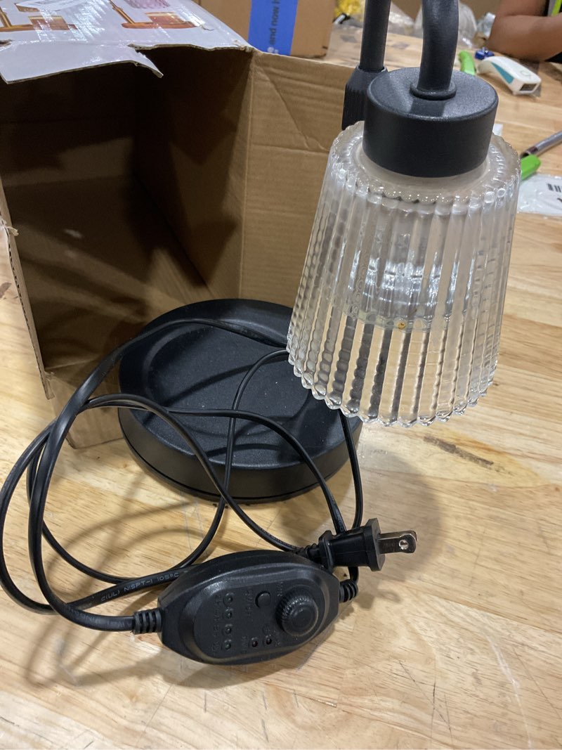 Condition photo showing As Is for candle warmer lamp electric timer: dimmable candles warming lamps - height adjustable burner jar - no flame scented melts wax - all candle jars home decor table light gray