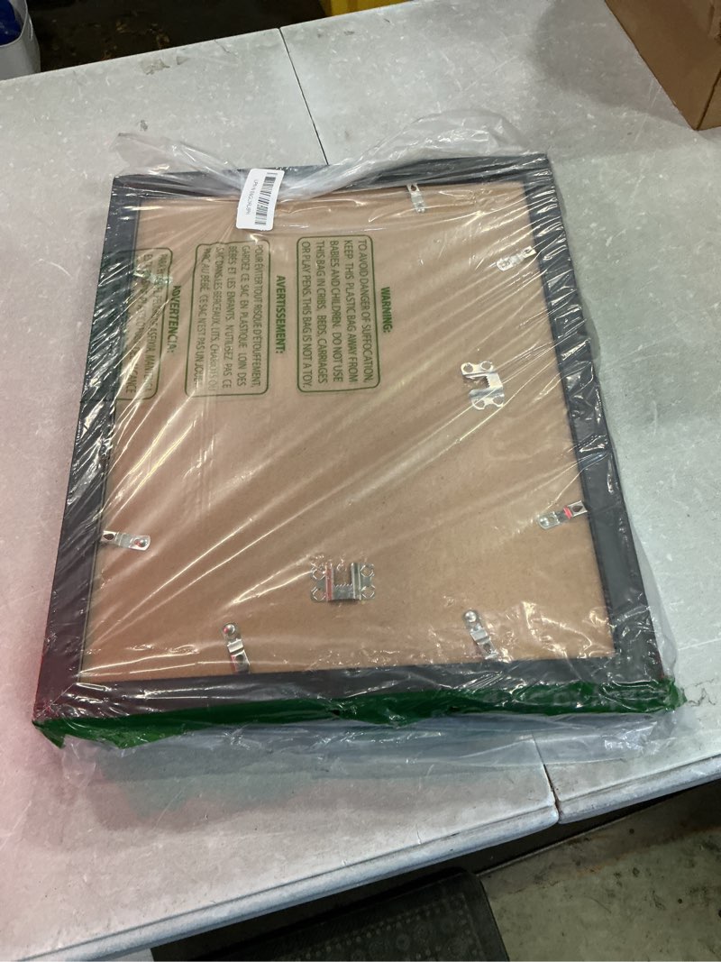 Condition photo showing Good Condition for 11x14 picture frame set of 4, made of glass and black wooden frame, display 8x10 pictures with mat or 11 x 14 posters without mat for wall mounting, gallery photo frames black 11x14 in