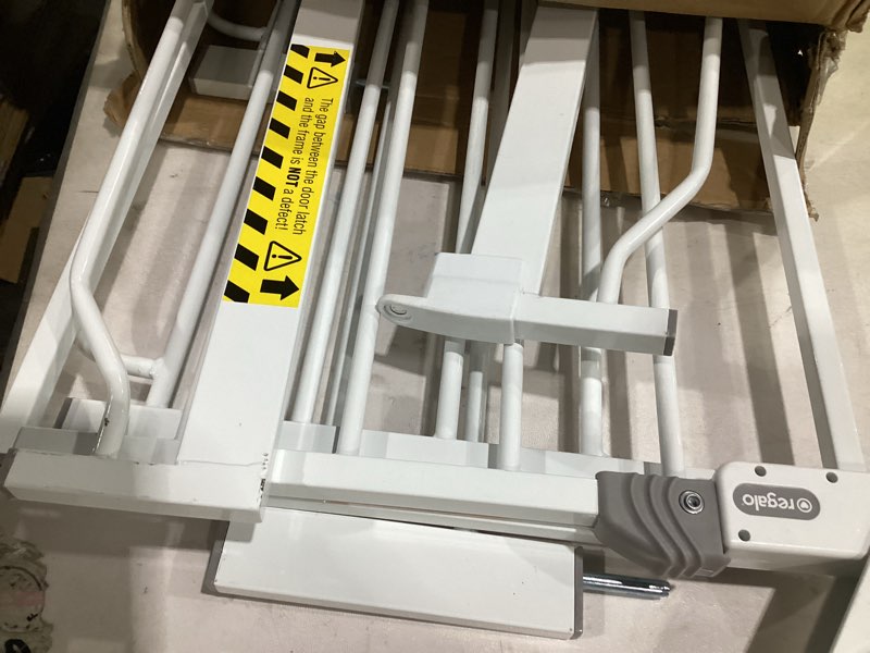 Condition photo showing Good Condition for regalo safety 29-56" extra wide baby gate for doorways & bottom of stairs, pressure mounted baby gate with door for babies, toddlers & pets, tested & safe for 30 years, american designed and owned white 29-56"w x 30"h