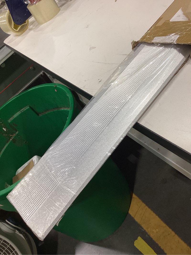 Condition photo showing Good Condition for 2 pcs aluminum floor transition strip thickness about 1.8 mm 36 inch threshold ramps for doorway door threshold reducer doorway edge trim suitable for threshold height less than 1.6 inches (silver)