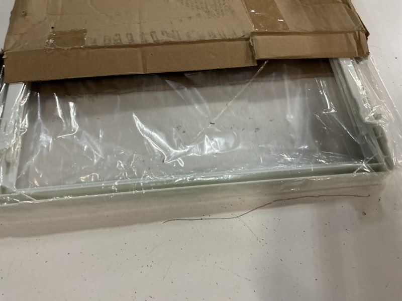 Condition photo showing Good Condition for upgraded 241969501 refrigerator shelf frame compatible with frigidaire shelf replacement parts crisper drawer pan cover with 241993101 & 241993001 crisper cover support lfss2612tf0, ffss2615ts0 shelf 241969501 frigidaire shelf frame with 241993101 & 241993001
