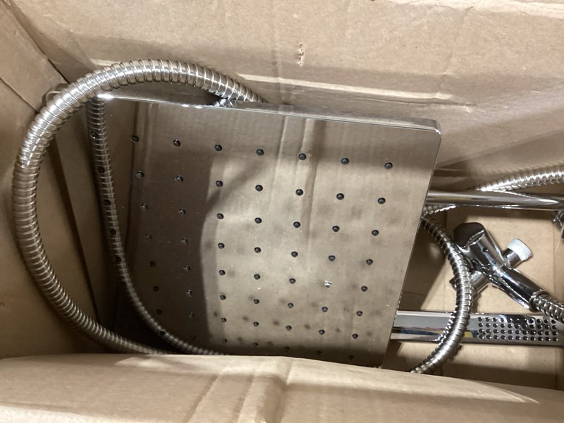 Condition photo showing Good Condition for delta faucet 10-inch raincan shower head and hand held shower combo, chrome square shower head, rainfall shower head, hand shower, high pressure shower head, 1.75 gpm flow rate, chrome 75527