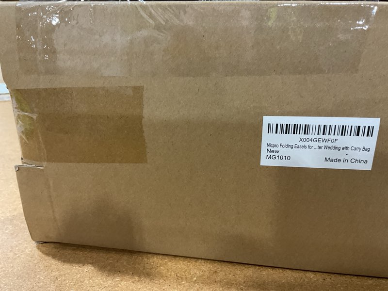Condition photo showing New/Like New for nicpro black easel stand for sign, 8 pack 63" metal portable adjustable collapsible easels for display, painting, poster, wedding sign with carry bag