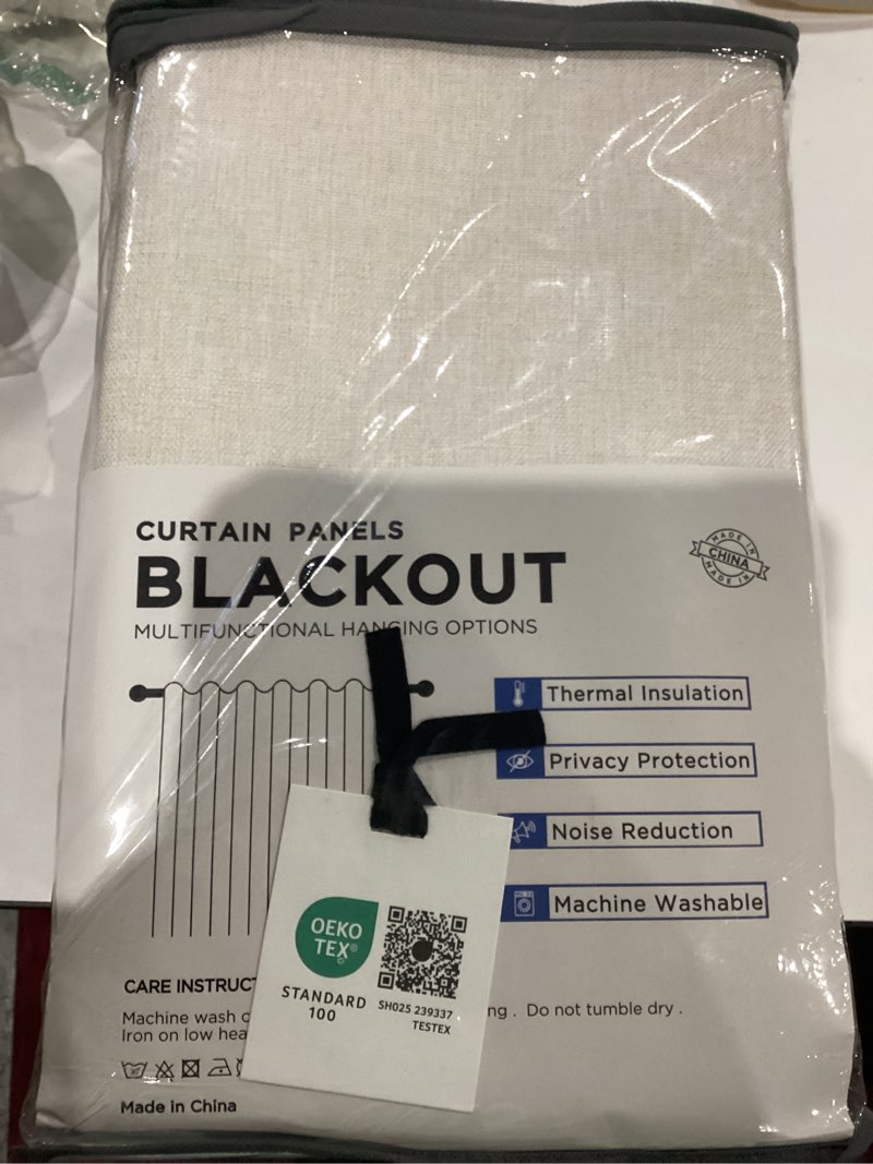 Condition photo showing New/Like New for 100% Blackout Shield Linen Blackout Curtains for Bedroom 84 Inches Long, Back Tab/Rod Pocket Living Room Drapes, Thermal Insulated Blackout Curtains 2 Panels Set, 50" W x 84" L, Cream Cream 50"W x 84"L (Pack of 2)