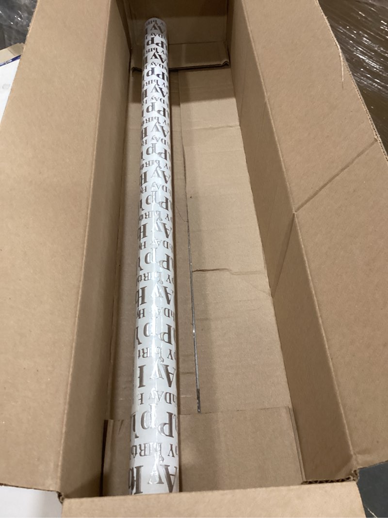 Condition photo showing Good Condition for wrapaholic 30 inch 3d kraft birthday wrapping paper roll - 30 inch x 16.5 feet - silver and white happy birthday wrapping paper with embossed perfect for holiday, party celebration white & silver happy birthday 30 inch x 16.5 feet