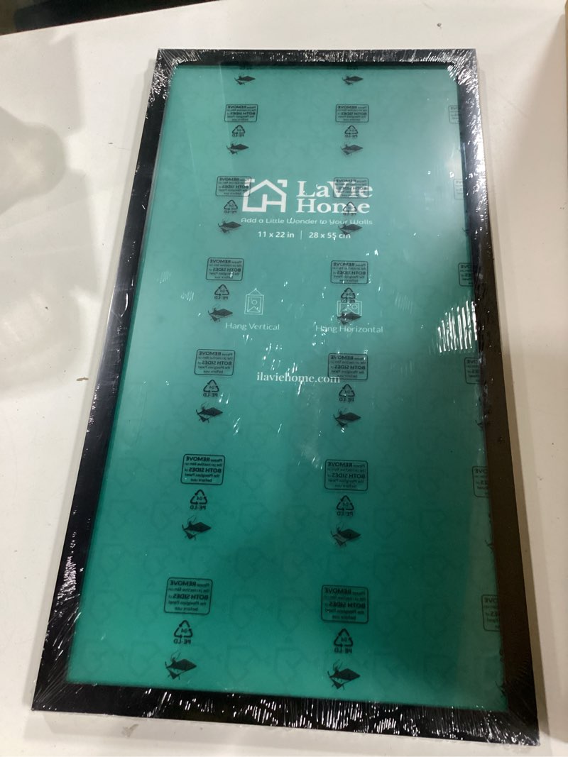 Condition photo showing New/Like New for lavie home 11x22 picture frame 2 pack, display pictures 11 x 22 poster frame, 11x22 black photo frame with hd plexiglass, display frame for vertical or horizontal, classic collection
