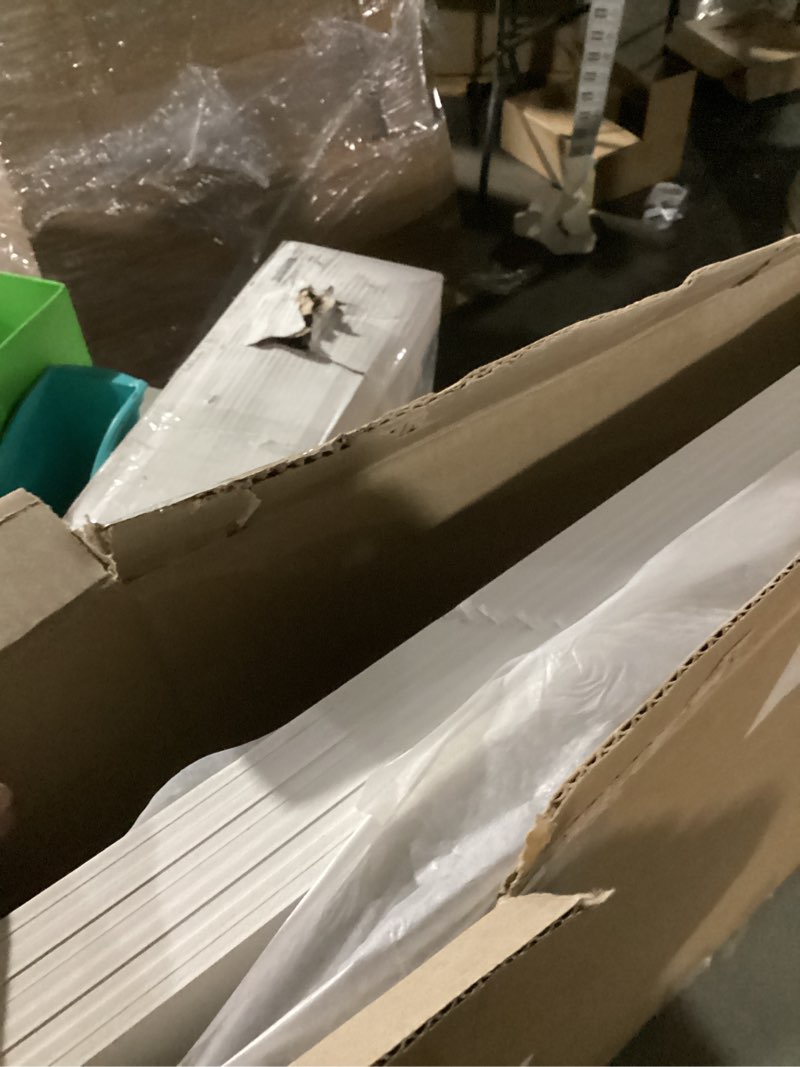 Condition photo showing As Is for 2ft x 4ft Drop Ceiling Tiles?Smooth White PVC Ceiling Panel 24 x 48in. Waterproof, Washable and Fire-Rated - Reusable - High-Grade PVC to Prevent Breakage-Package of 10 Tiles White 2ftx4ft