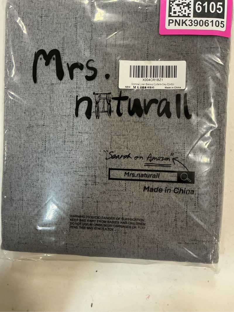 Condition photo showing New/Like New for Mrs.Naturall Short Curtains for Bedroom Small Windows,Grommet Privacy Linen Blackout Grey Cafe Curtains 45 Inch Length for Kitchen Bathroom Window 2 Panels Set,Dark Gray 52"W x 45"L (Pack of 2) Grey