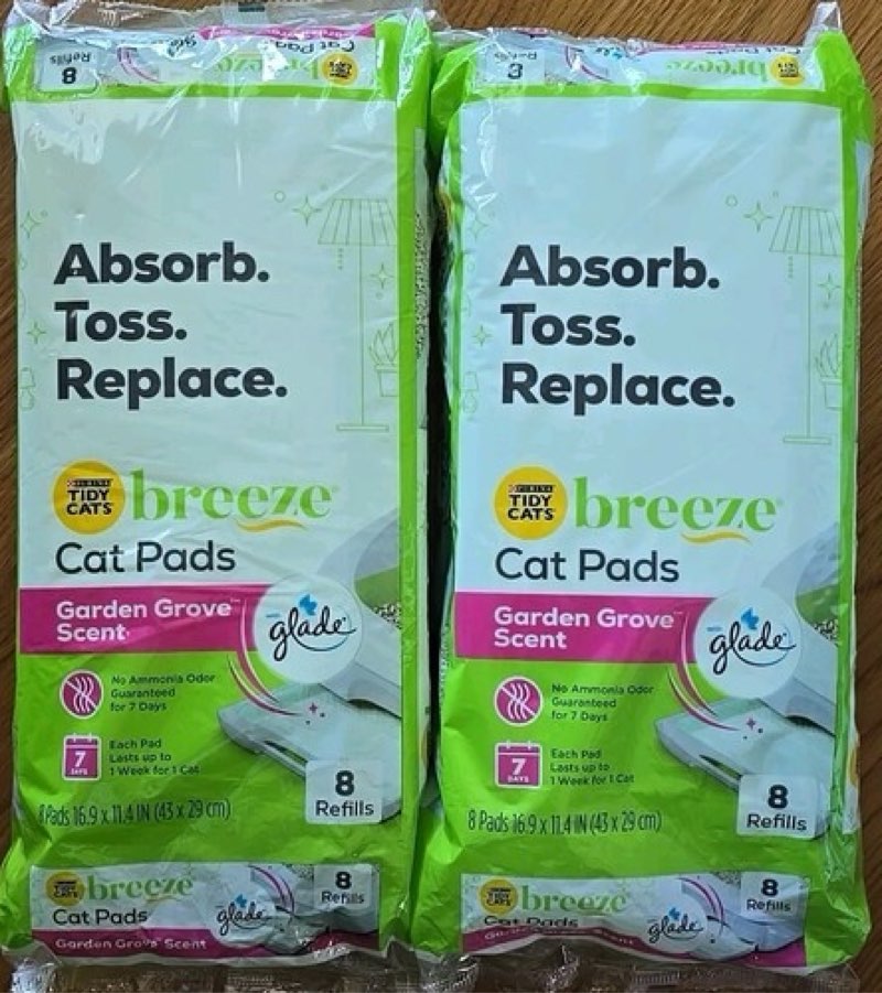 Tidy Cats Breeze Cat Pads Garden Grove Scent, 8 Refills Each