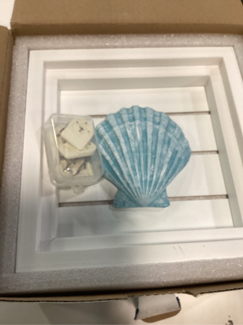 Condition photo showing Good Condition for lodocave blue seashell starfish coastal wall decor(6.3"x6.3"),3d art beach theme decorations for home, bathroom ? bedroom. ocean decorating sets for seashore house, it best gifts for beach lovers.
