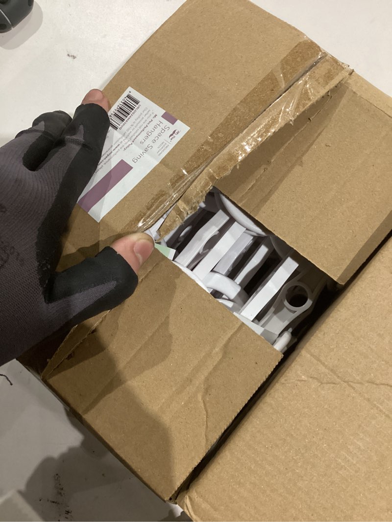Condition photo showing As Is for mr. pen- space saving hangers for clothes, 24 pcs, white, bulk plastic multi clothes hangers space saving, 5 slots, 360° rotating hooks white 24 pcs