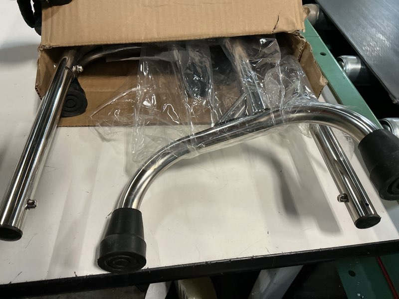 Condition photo showing As Is for stainless steel couch stand assist for elderly, height adjustable versatile chair stand assist, lightweight mobility standing aid rail for seniors, disabled, support 450lbs (black)