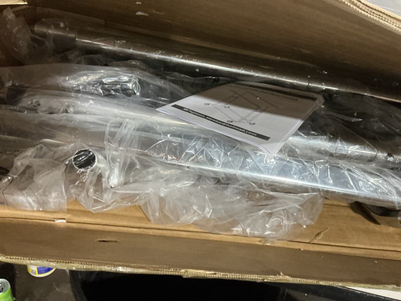 Condition photo showing As Is for Tajsoon Clothing Rack Heavy Duty Clothes Racks Foldable Garment Rack with Wheels and Extendable Rod, Collapsible Clothing Rack Max Capacity 250lbs, Industrial Rolling Racks with Bottom Shelf, Chrome Chrome Single Rod Commercial