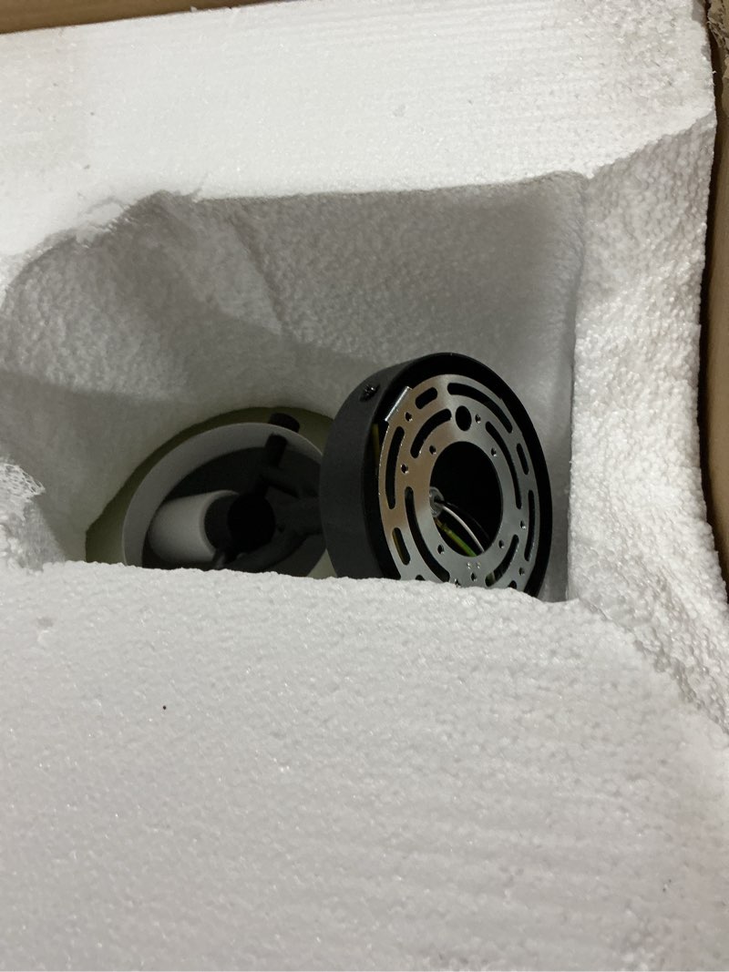 Condition photo showing As Is for Flexillum Living Room Flush Mount, Sleek Design, Versatile Placement, Flush Mount for Living Room, Storage Room, Laundry Room, Bedroom, 16" Dia x 13.5" h (Bronze Pole with Ivory)