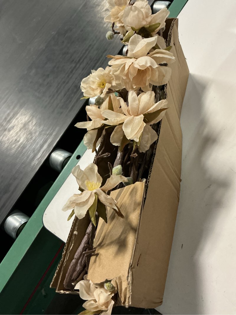 Condition photo showing Good Condition for hyeflora 3pcs artificial magnolia flowers stems for spring decoration, faux champagne magnolia branches with buds, 34.5" long stems floral arrangement for vase pot table centerpiece indoor decor