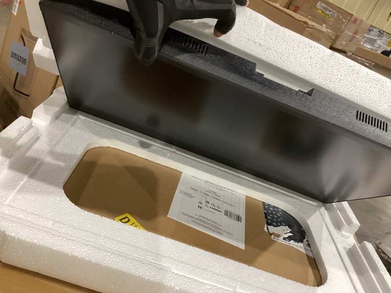 Condition photo showing As Is for boot loop as is!    amazon basics 24 inch (23.8 inch viewable) monitor, fhd 1080p, max 100hz, vesa compatible, built-in speakers, black 100hz 23.8 inch viewable