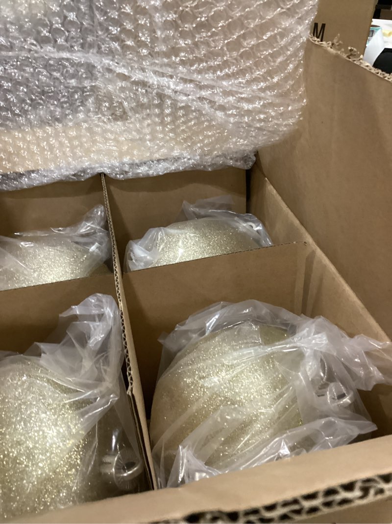 Condition photo showing Good Condition for Poen 12 Pcs 6 Inch Large Christmas Ball Ornaments Glitter Extra Large Christmas Ornaments Giant Xmas Balls Tree Decorations with Hanging Loop for Xmas Holiday Party Decor (Black,Gold) Black, Gold 12