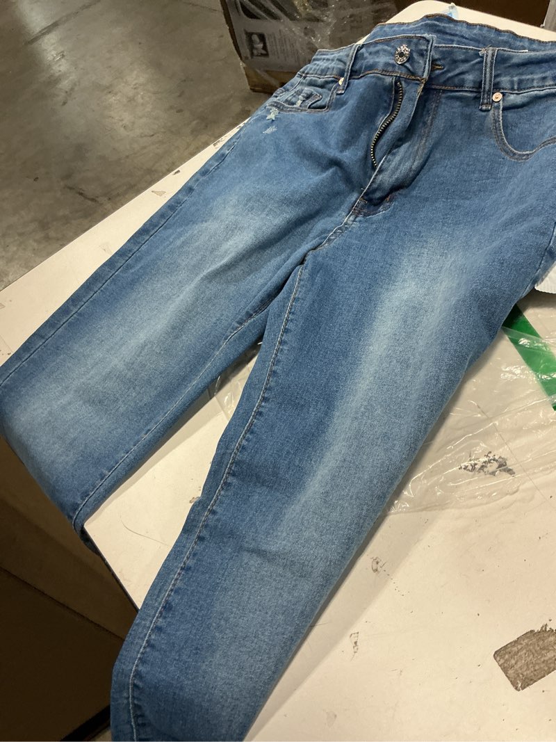 Condition photo showing item condition for kunmi women's wide leg jeans high waisted straight leg stretchy denim pants with pockets wll005-blue 16(similar)