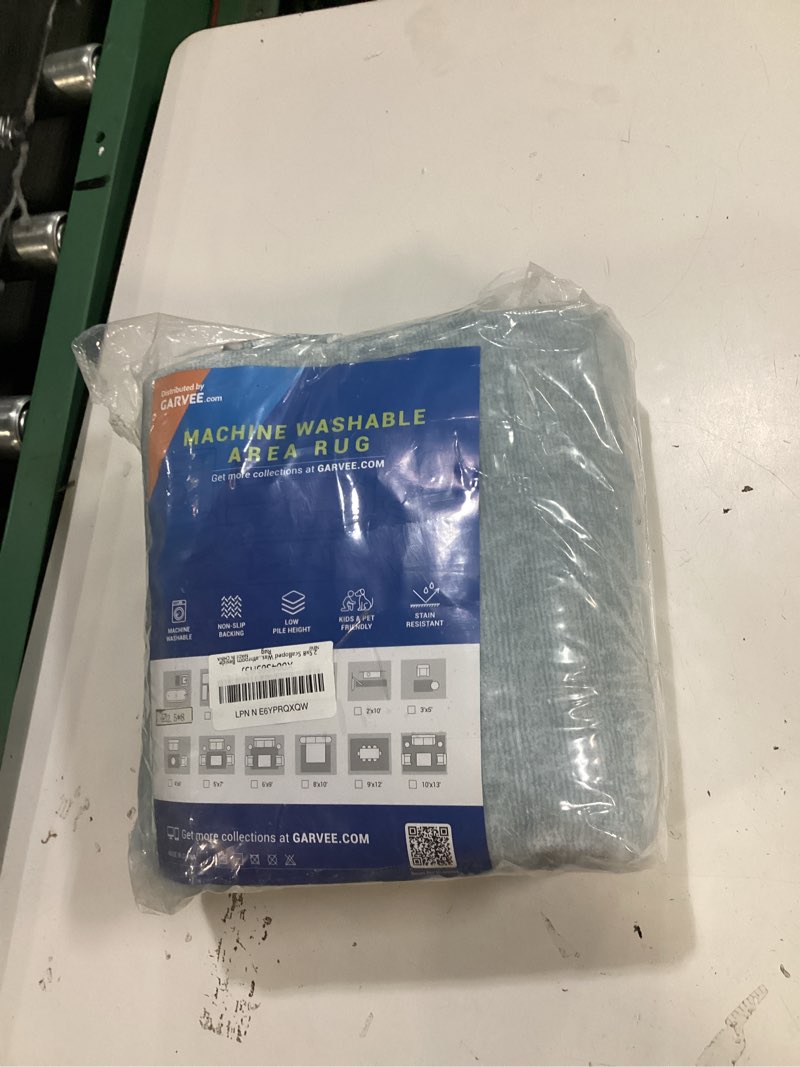 Condition photo showing New/Like New for garveehome 2.5x8 scalloped washable runner rug for kitchen, soft blue long hallway runner non slip entryway rug farmhouse thin laundry mat stain resistant carpet for bathroom beside rug light blue 2'6" x 8' (rectangular)