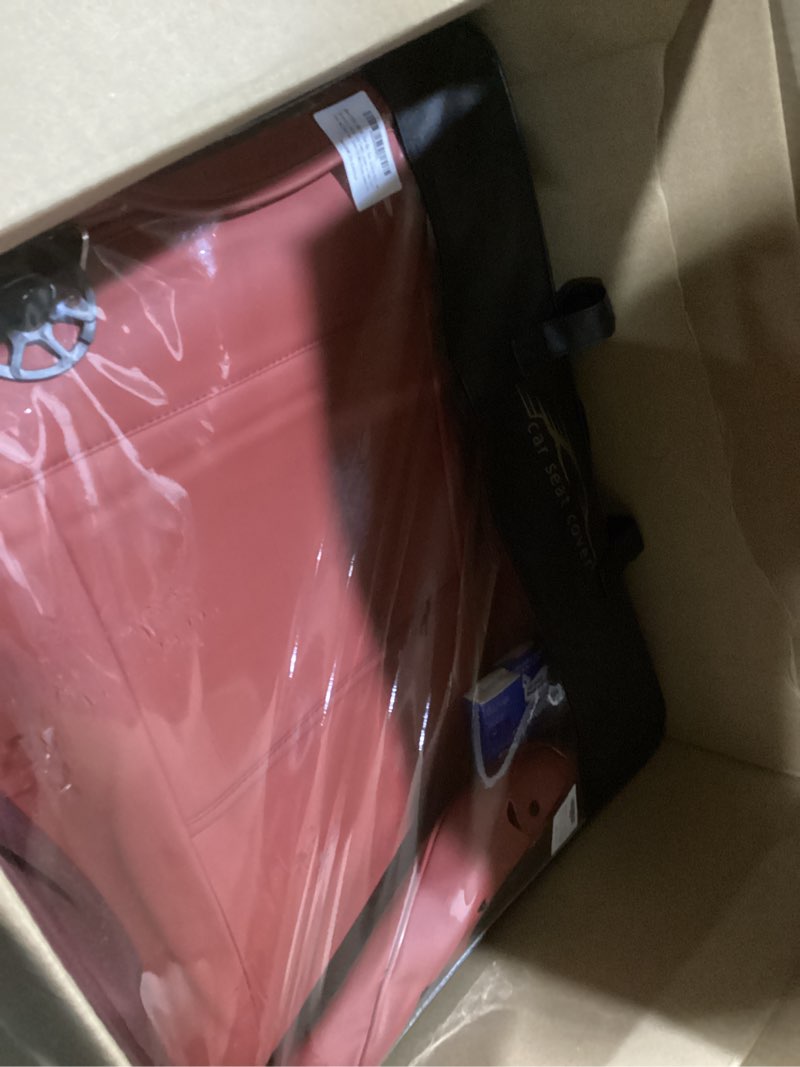 Condition photo showing Good Condition for Red Car Seat Covers Full Set, Universal Leather Seat Cover for Cars 5 Seats, Waterproof and Breathable Automotive Seat Cover Front and Rear Seat Covers for Most Trucks, Sedans, SUVs FullSet Wine Red