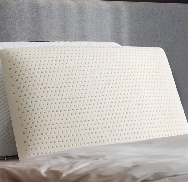 latex pillow, 100% talalay natural latex pillow, soft sleeping bed pillows with cotton cover, queen size, perfect for side/back pain, stomach, neck, stress relief (queen (firm))