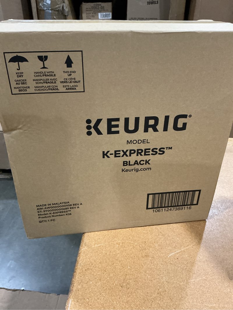 Condition photo showing Good Condition for keurig k-express single serve k-cup pod coffee maker, 3 brew sizes, strong button feature, 42oz removable reservoir, black