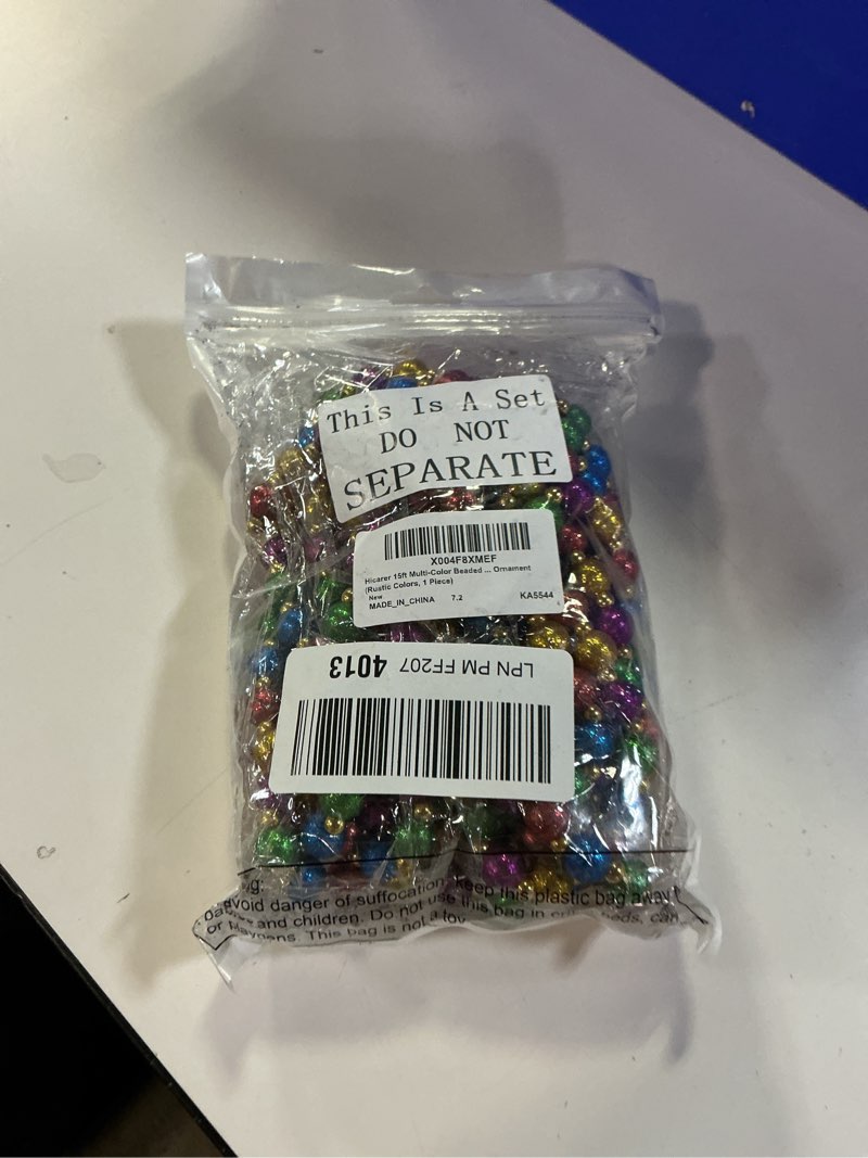 Condition photo showing New/Like New for 15 Feet Christmas Tree Beads Garland Christmas Multi-Color Beaded Garland Red Green Gold Glitter Xmas Tree Bead for Holiday Décor and Xmas Party Decoration Supplies(Chic Colors,1 Piece)