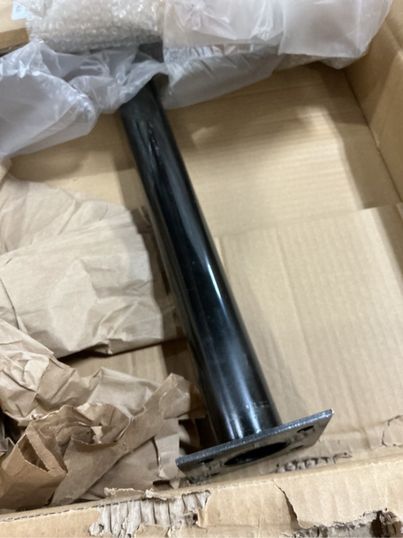 Condition photo showing New/Like New for single post handrail, 1-2 step handrails-outdoor stair rail-single post wrought iron handrail with diy tool kit, 38" h black hand rail powder coating for concrete steps or wood stairs 1-2 steps