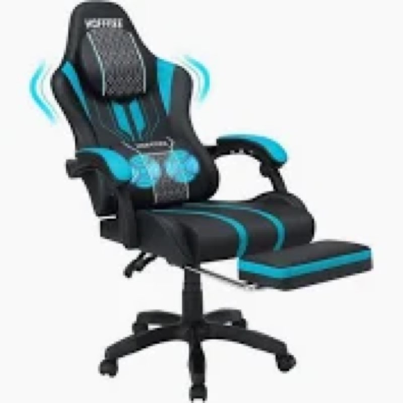 HOFFREE Gaming Chair Massage Big and Tall Gaming Chairs with Footrest 400lb,for Adults Heavy People,