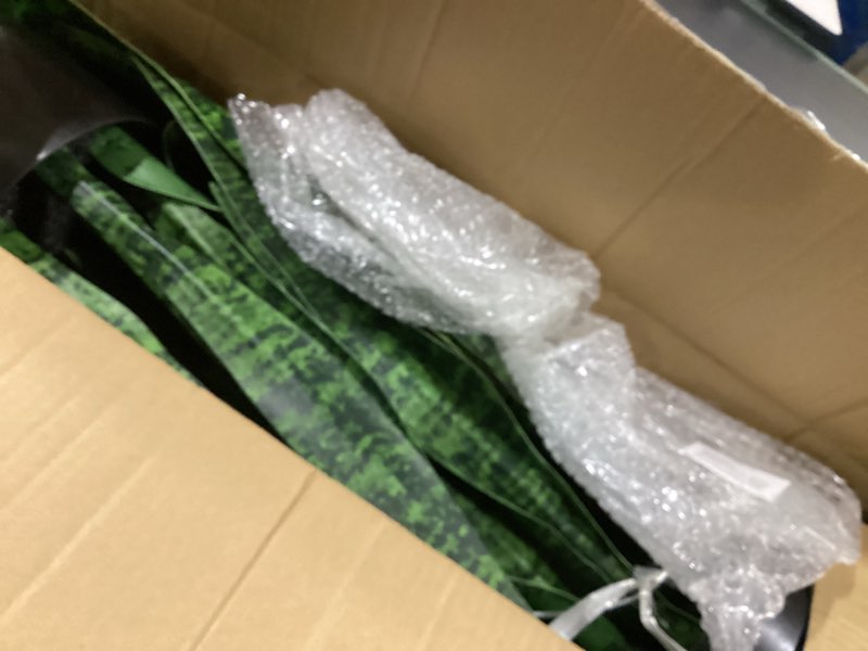 Condition photo showing Good Condition for kol 3ft 2-pack artificial snake plant fake sansevieria indoor decor, 32 thick leaves lifelike faux silk plant, home garden decor mother in law tongue plant 35in, fake sansevieria faux potted, green