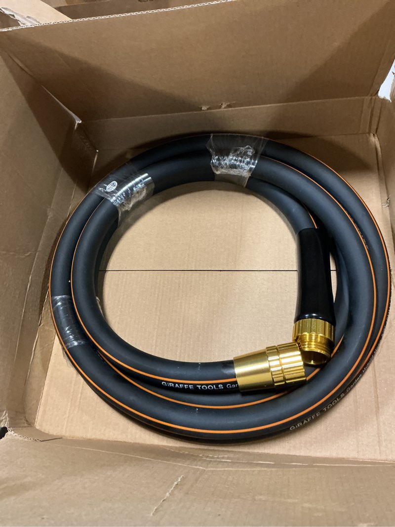Condition photo showing Good Condition for giraffe tools garden hose 10ft x 5/8'', short water hose heavy duty, lightweight, flexible hybrid hose, male to female fittings 5/8 inch 10ft male female
