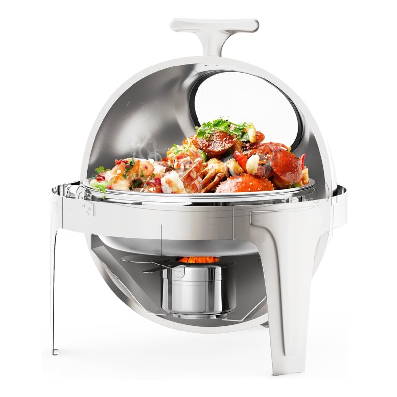 garvee 6.3 quart round roll top chafing dish buffet set stainless steel food