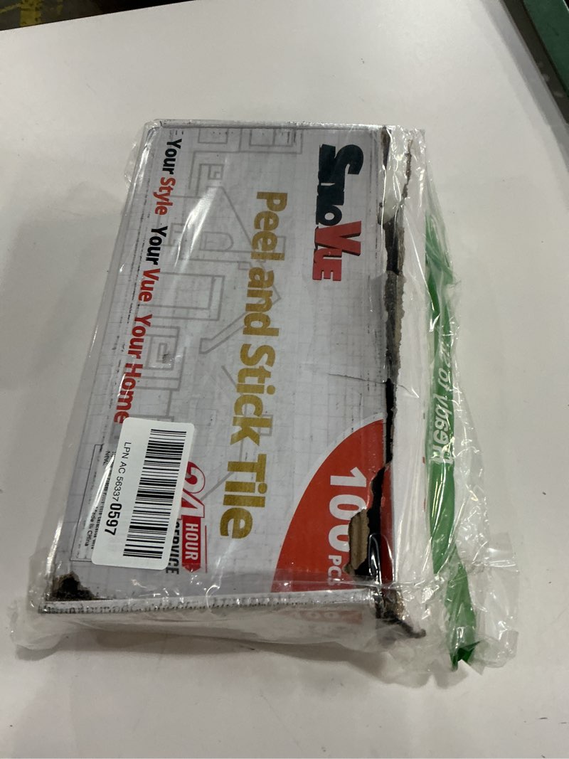 Condition photo showing As Is for 100 Pieces Peel and Stick Backsplash for Kitchen, 3" x 6" PVC Subway Tile Upgraded Calacatta Gold with Dark Gray Grout Backsplash Stick on Tile Elevate Kitchen, Bathroom, Fireplace,RV