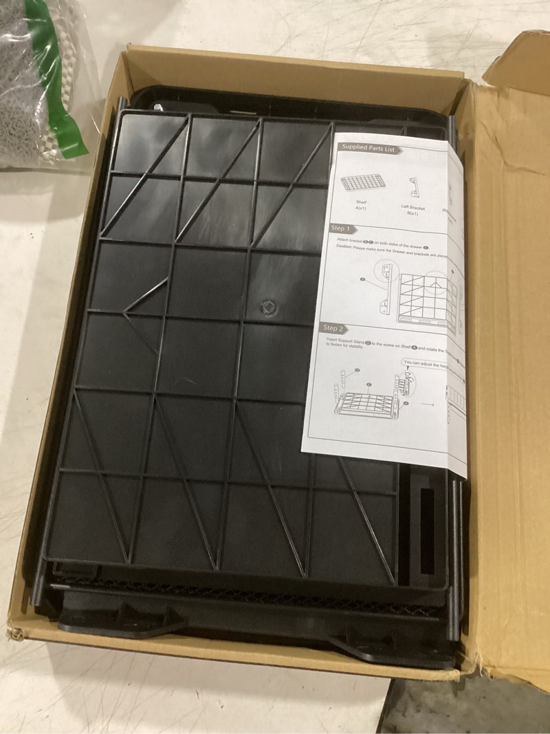 Condition photo showing Good Condition for wali computer monitor stand with storage, desk monitor riser 3 height adjustable, laptop riser with airflow vents, desk organizer for computer, laptop, printer (ptt002-b), 1 pack, black black width 14.6" , with drawer 1