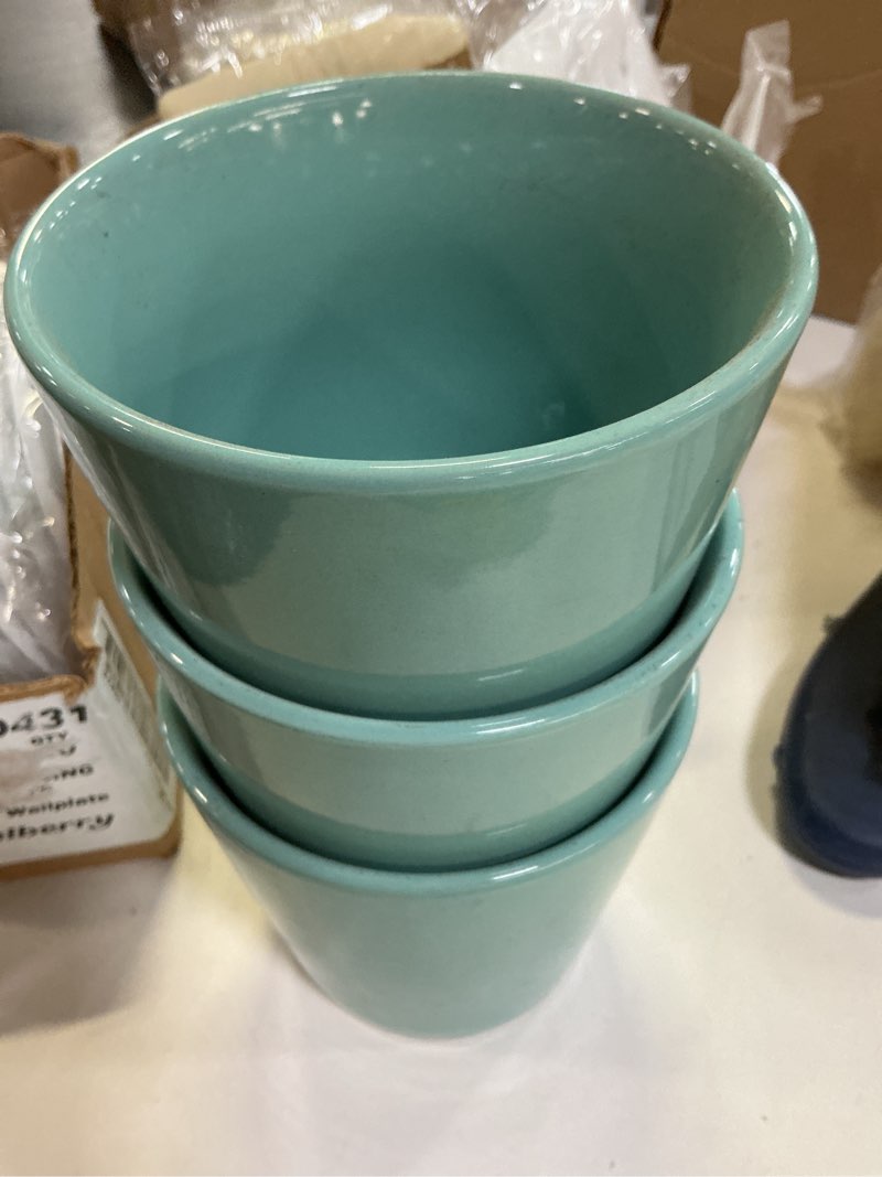 Condition photo showing Good Condition for allen + roth round 4.9212-in w x 4.2519-in h blue ceramic indoor planter(pack 3)