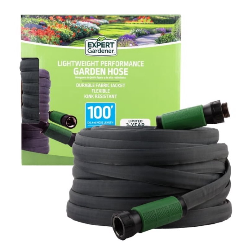 expert gardener lightweight performance garden hose, 100 ft.