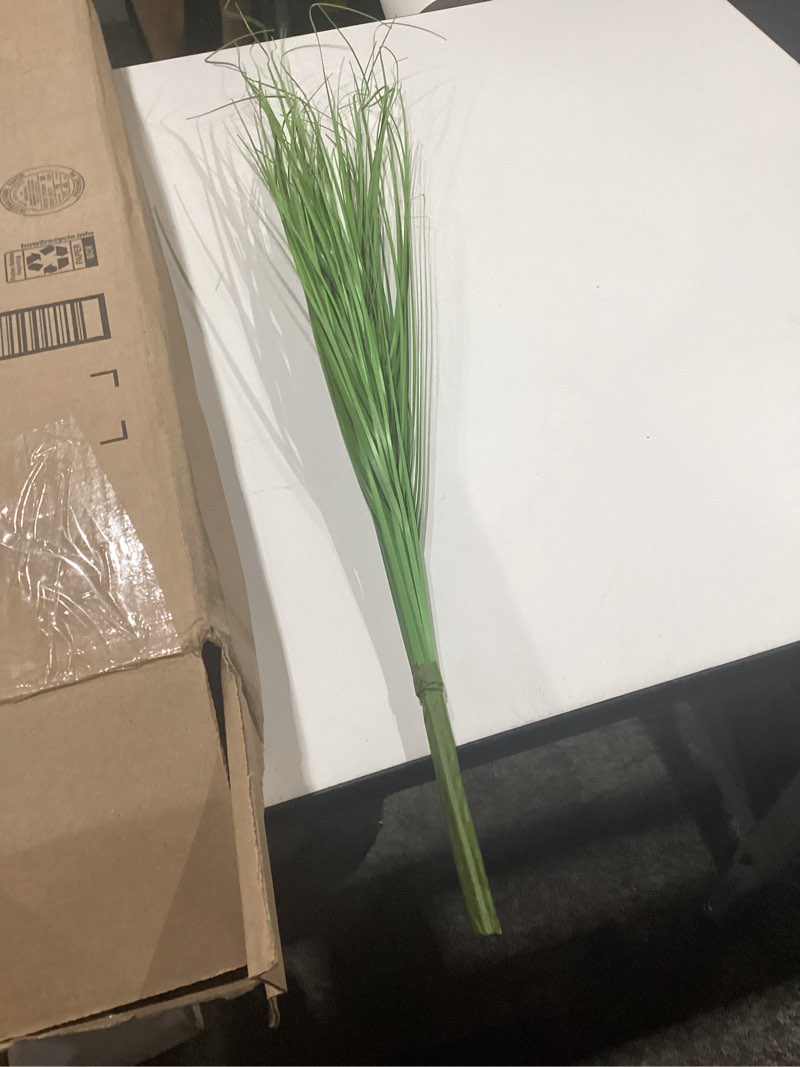 Condition photo showing Good Condition for tigeen 12 pcs 33 inch faux grasses for outdoor planters, uv resistant fake tall grass, artificial grass plants for outdoor decor, artificial greenery stems weed for room home summer vase decor (green) green 12